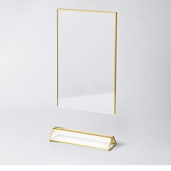 Acrylic Sign Holders with Gold Border,Double Sided Clear Frame,Perfect for Photo - Picture 3 of 6